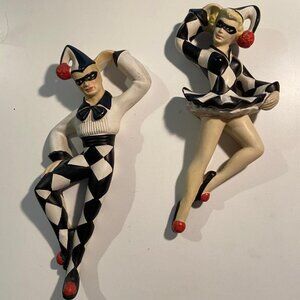 Pair of Vintage Harlequin figures wall art by Coventry Ware Inc.